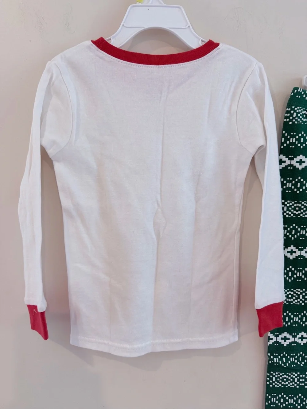 Carter's White & Green Reindeer Pajama Set with Red Trim
